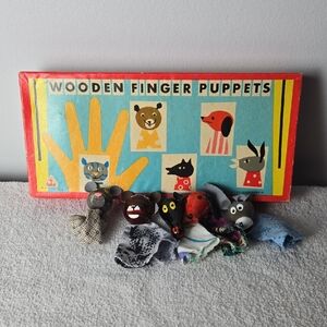 Wooden Finger Puppets Set by - Multicolor
